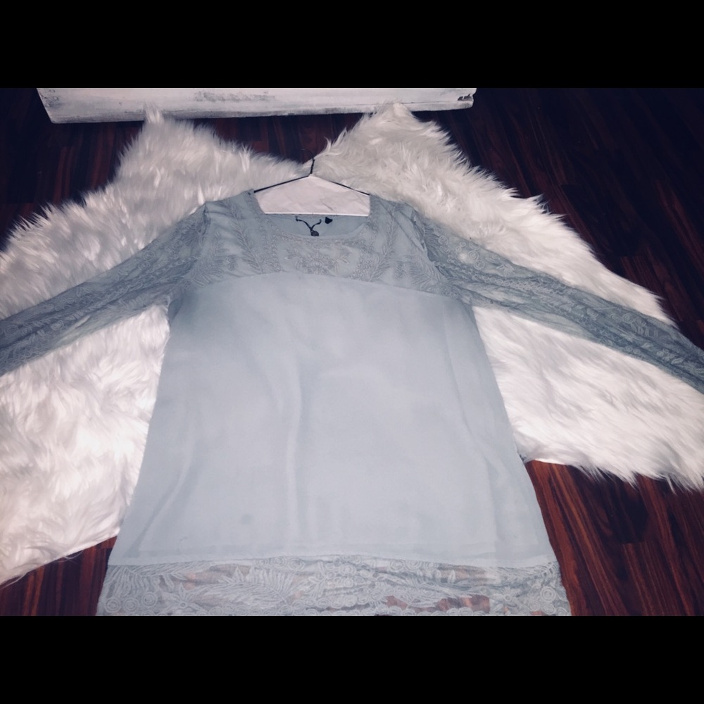 Light Blue Lace Blouse